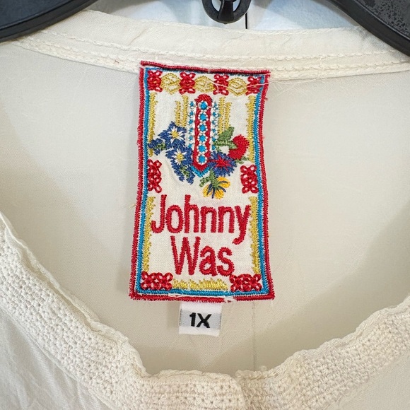 Johnny Was Dark Ivory or Putty Color Embroidered Lacework Top, 1X - Picture 2 of 3